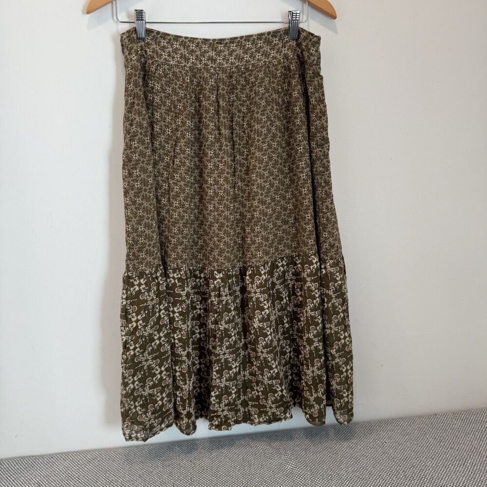 Massimo Dutti Women's Maxi Skirt, Size L  Brown Flowy Long Side Zip Skirt